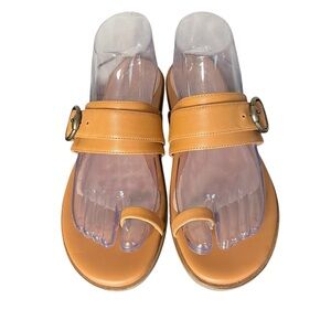 COLE HAAN Abbie Tan Leather Slide‎ Sandals with Toe Loop Women's Size 8.5